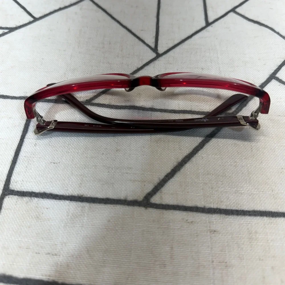 Mimic Eyeglass Frames 54-15-135 Red Burgundy Rectangular N5004 613 Buckle Detail
